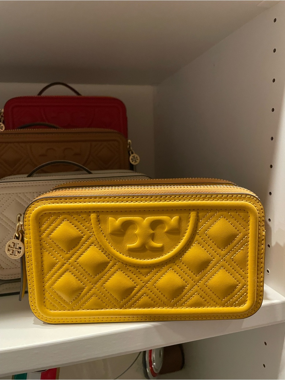RARE Tory Burch Double Zip Mini Flemming in Golden Crest